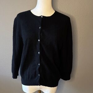 Lauren Ralph Lauren 100% Cashmere Black Cardigan Petite Large